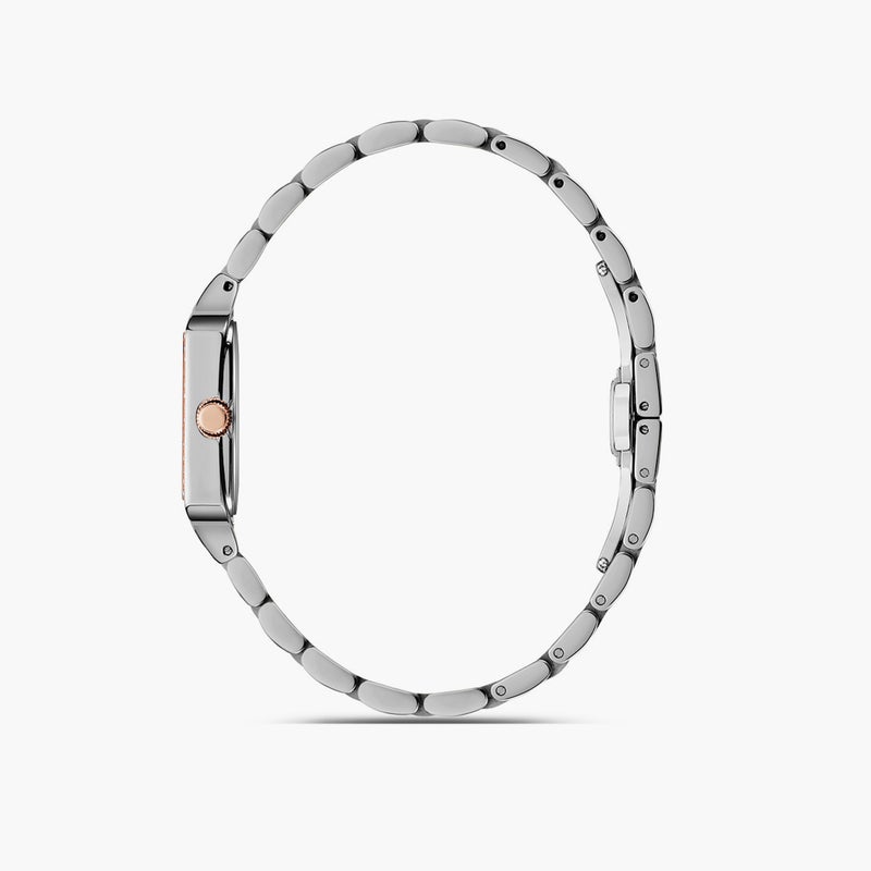 OMAX ساعة أومكس النسائية مربعة باللون البورغندي مع حزام معدني - Image 2